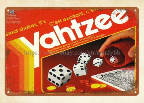 Board Game Yahtzee - Yahtzee 1993 Dice Family ボードゲーム メタルティンサイン