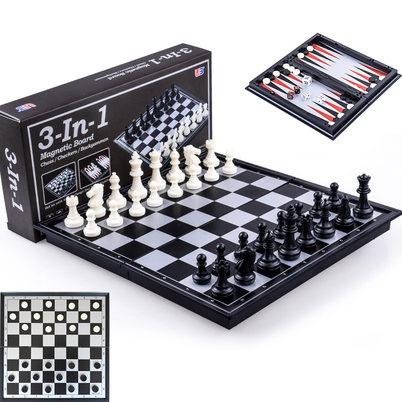 Board Game Zenith - 折りたたみ式磁気チェス 25CM チェッカー バックギャモン ゲームボード 3-in-1
