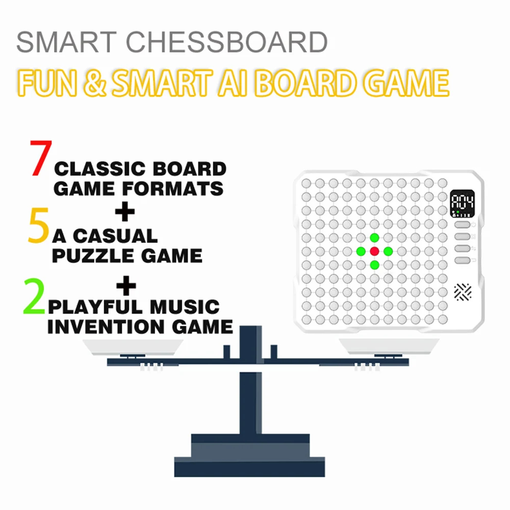 Board Game Zenith - 14 in 1多機能スマートボードゲーム電子チェスバックギャモン囲碁三目並べモグラ叩き子供向け教育玩具