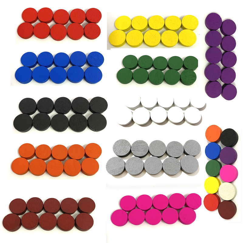 Board Game Sequence - 100 個直径 15*5 ミリメートル木製ポーンゲームピースカラフルなチェストーク用ボードゲーム/教育ゲームアクセサリー