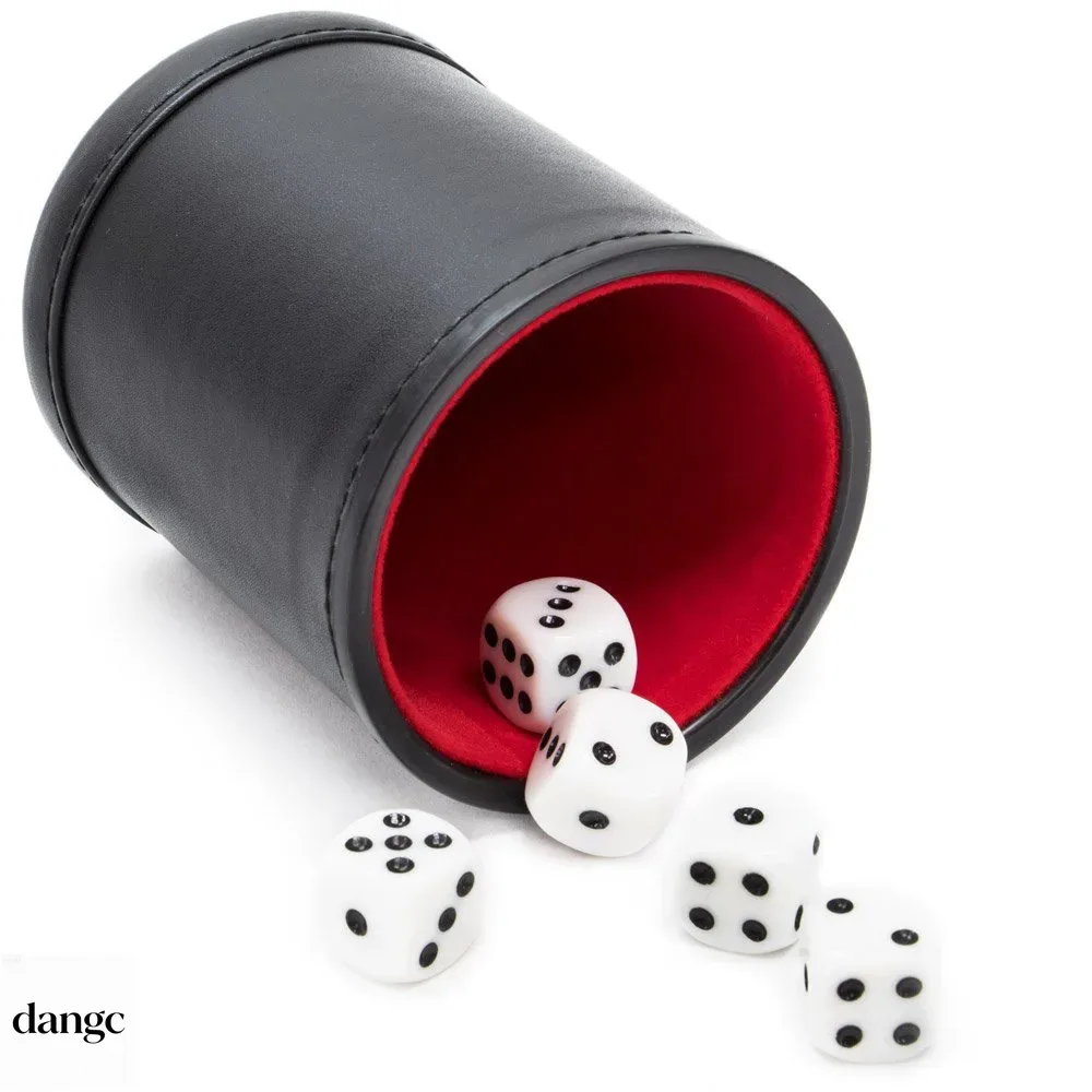 Board Game Yahtzee - 蓋付きレザーダイスカップ グリーンレッドの裏地付き 静かな振動で嘘つきを検出できる ダイスファーグル ヤツジ ボードゲームセットキット