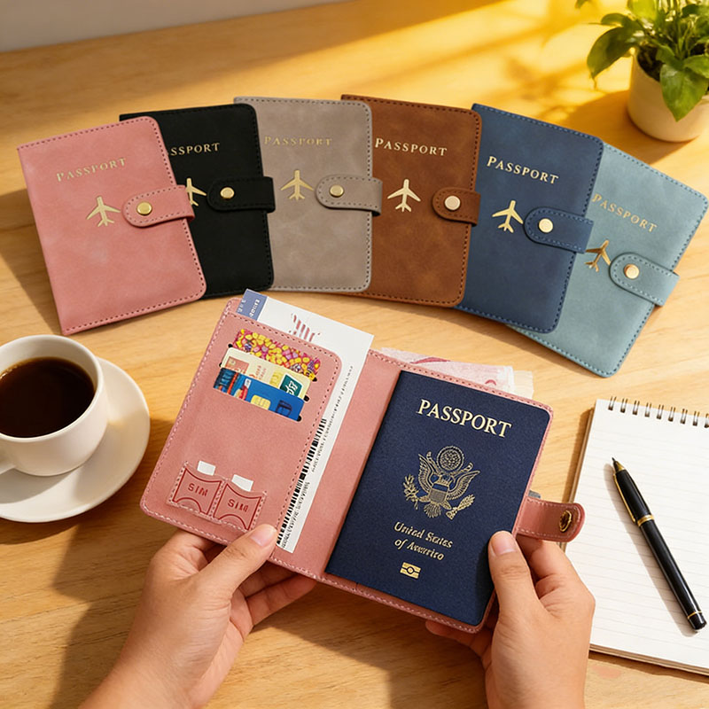 Board Game Book - レザーパスポートホルダーカバーケース、旅行必需品、クレジットカードウォレット、女性/男性用パスポートブック、バックル付きパスポートカバー