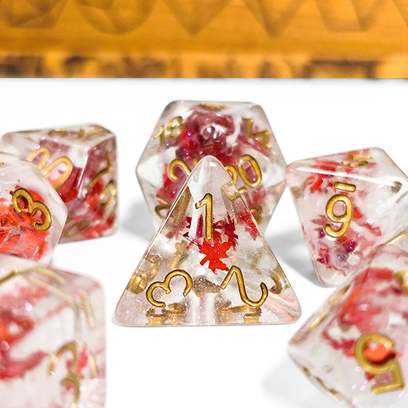 Board Game Rpg - 7 個 DND ダイス透明樹脂秋の紅葉多面体サイコロロールプレイングテーブルカード RPG ボードゲーム家の装飾