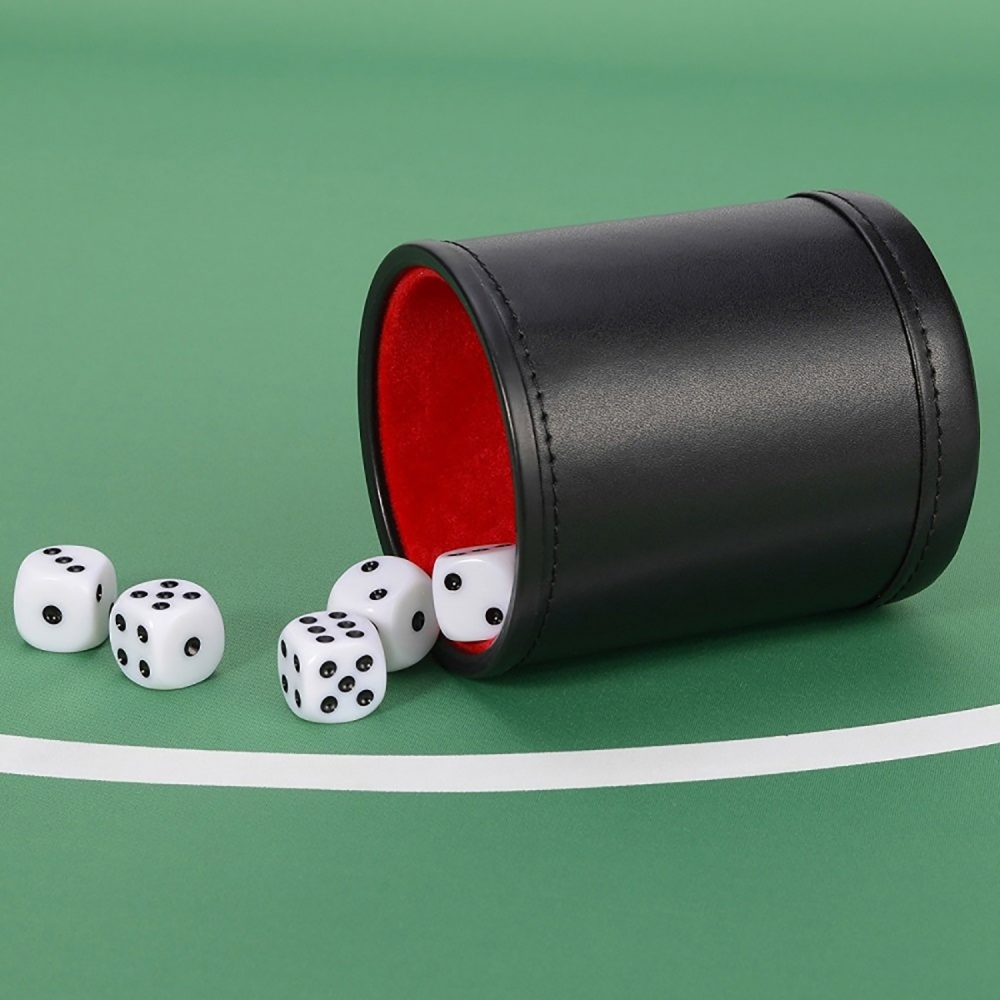 レザーダイスカップセット、6個のドットダイス、赤い裏地、揺れ - Board Game Yahtzee のレビューと価格