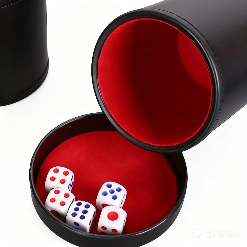 オレンジ、グリーン、レッドの革製ダイスカップ（蓋付き、内側裏 - Board Game Yahtzee のレビューと価格