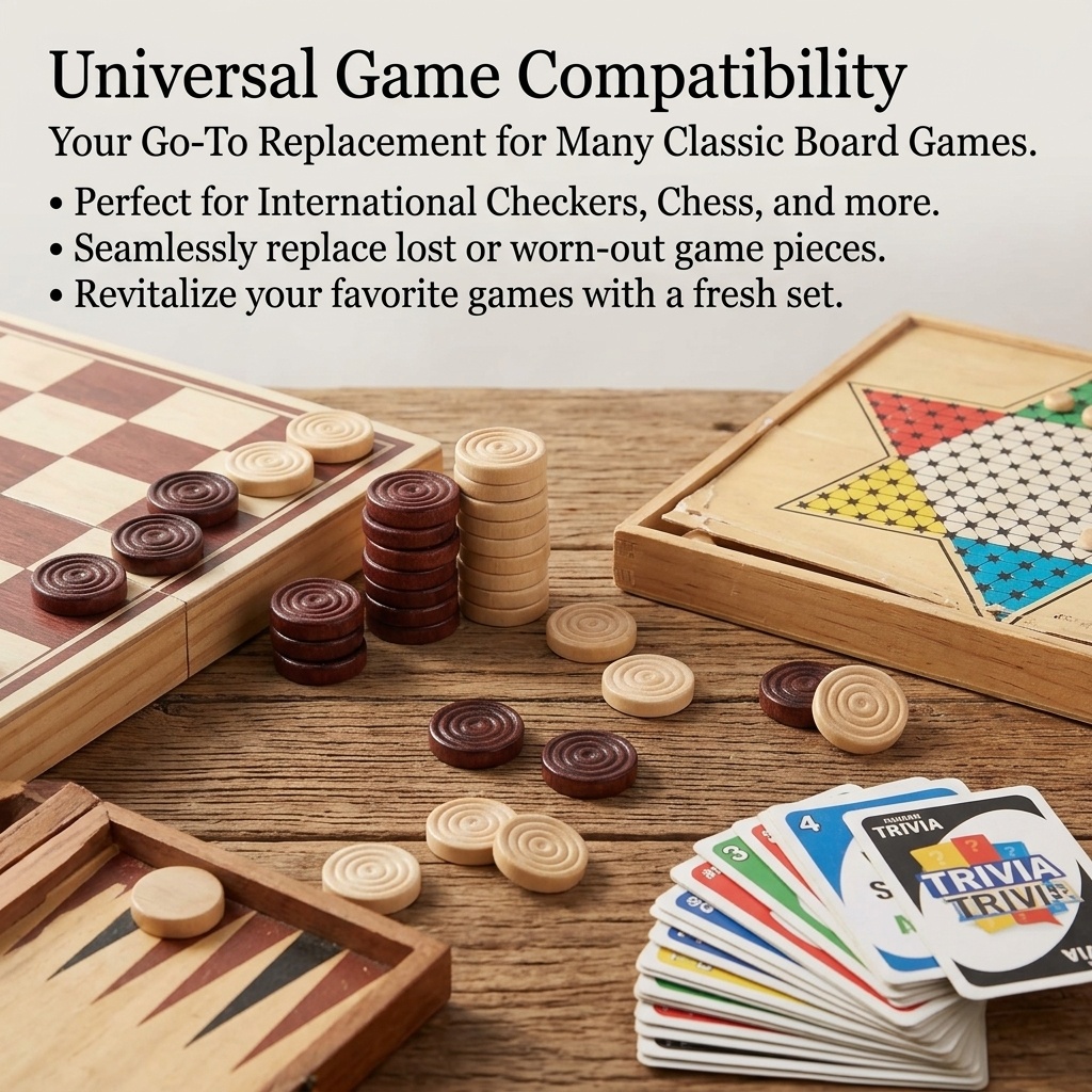 24個/セット 木製丸型チェッカーピース バックギャモンチェ - Board Game Zenith のレビューと価格