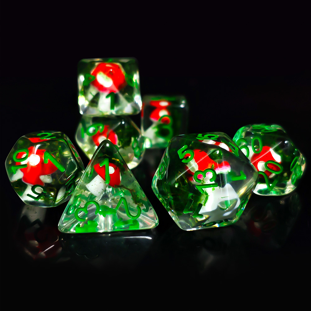 7 ピース/セット DND サイコロ透明樹脂かわいいキノコ多 - Board Game Rpg のレビューと価格