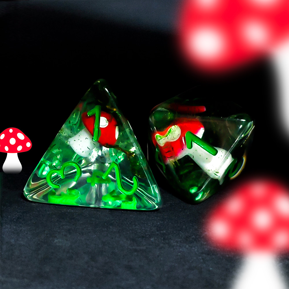 7 ピース/セット DND サイコロ透明樹脂かわいいキノコ多 - Board Game Rpg のレビューと価格