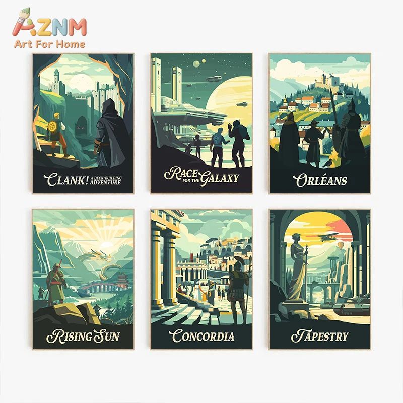 AZNM レトロボードゲームアートキャンバスポスターフレーム - Board Game Vintage のレビューと価格