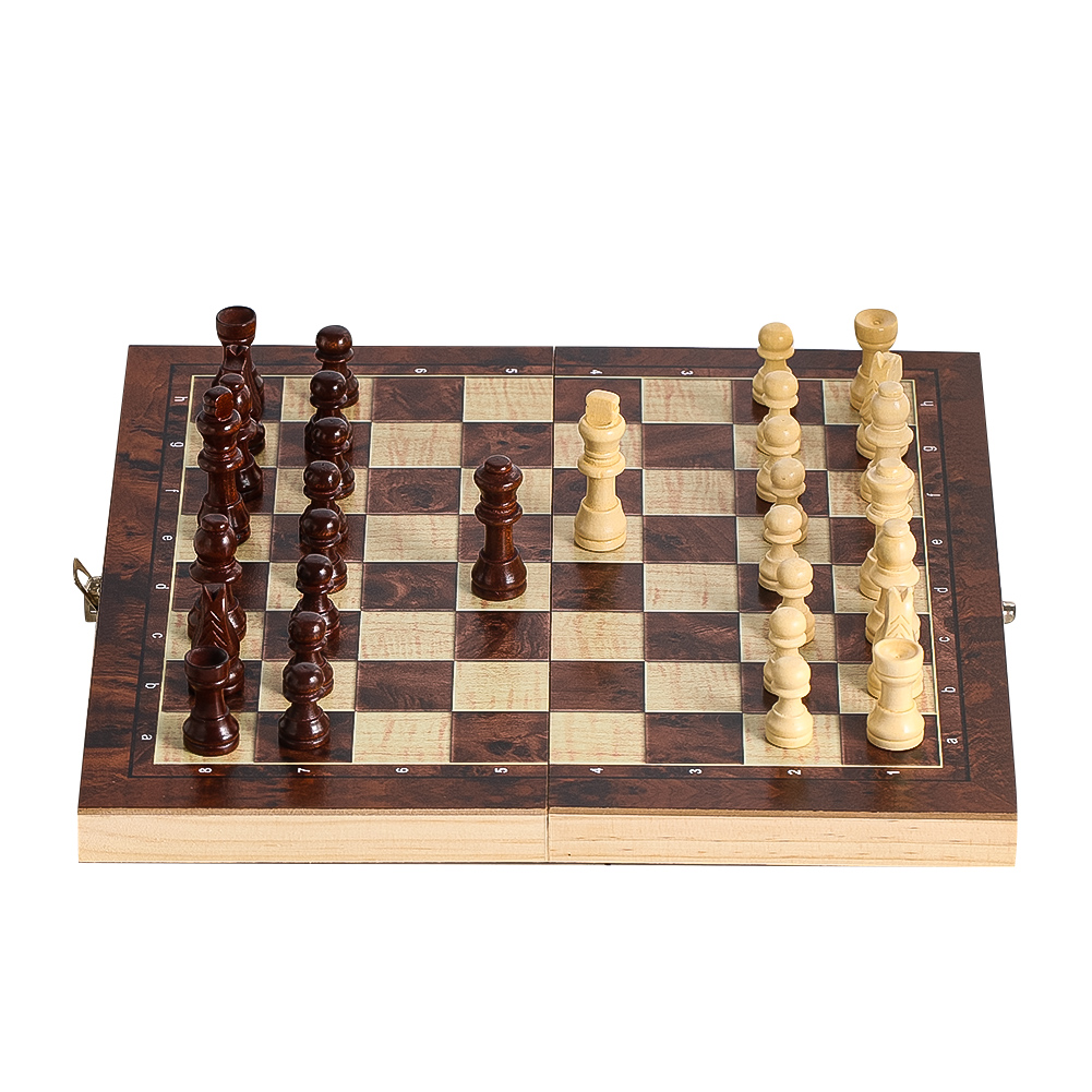 木製3-in-1チェッカー、バックギャモン、チェスセットモデ - Board Game Zenith のレビューと価格