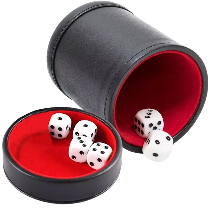 蓋付きレザーダイスカップ グリーンレッドの裏地付き 静かな振 - Board Game Yahtzee のレビューと価格