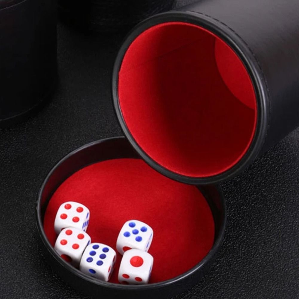 緑と赤の革製サイコロカップ、蓋と内側の裏地付き、揺れ時の静音 - Board Game Yahtzee のレビューと価格