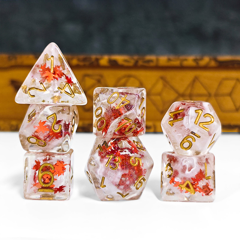 7 個 DND ダイス透明樹脂秋の紅葉多面体サイコロロールプ - Board Game Rpg のレビューと価格