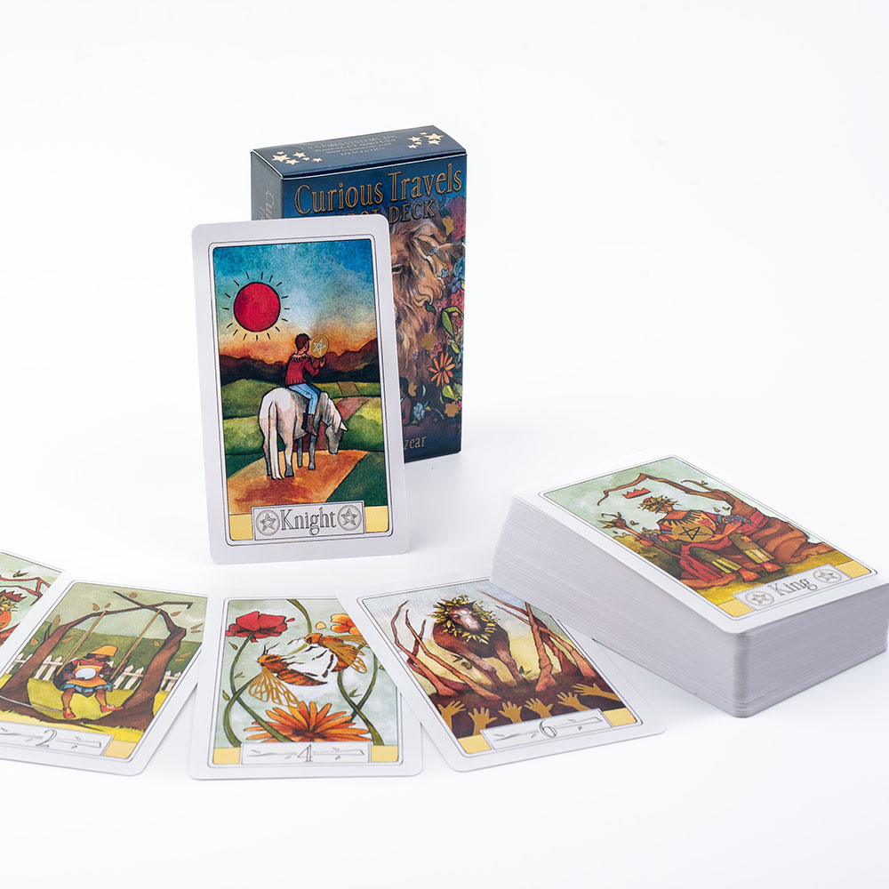 「好奇心が強い旅行」のタロットカードのセット、魅力的な水彩画 - Board Game Illustration のレビューと価格