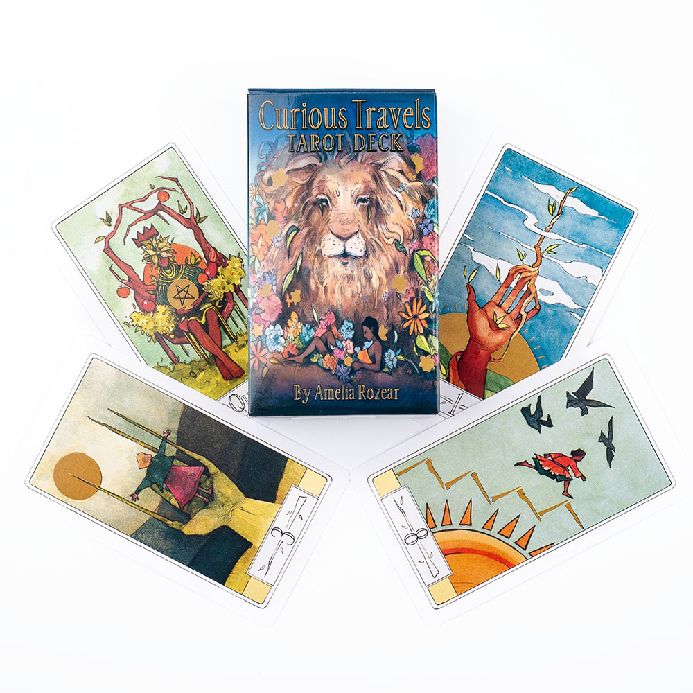 「好奇心が強い旅行」のタロットカードのセット、魅力的な水彩画 - Board Game Illustration のレビューと価格
