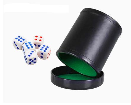 レザーダイスカップ 蓋付き グリーンレッド裏地 インテリア  - Board Game Yahtzee のレビューと価格